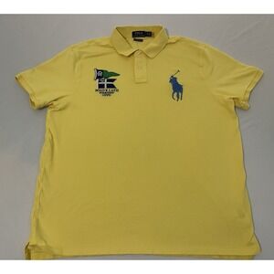 Polo Ralph Lauren Yellow NAUTICAL FLAGS Polo‎ Shirt Men's XXL BIG PONY Slim Fit
